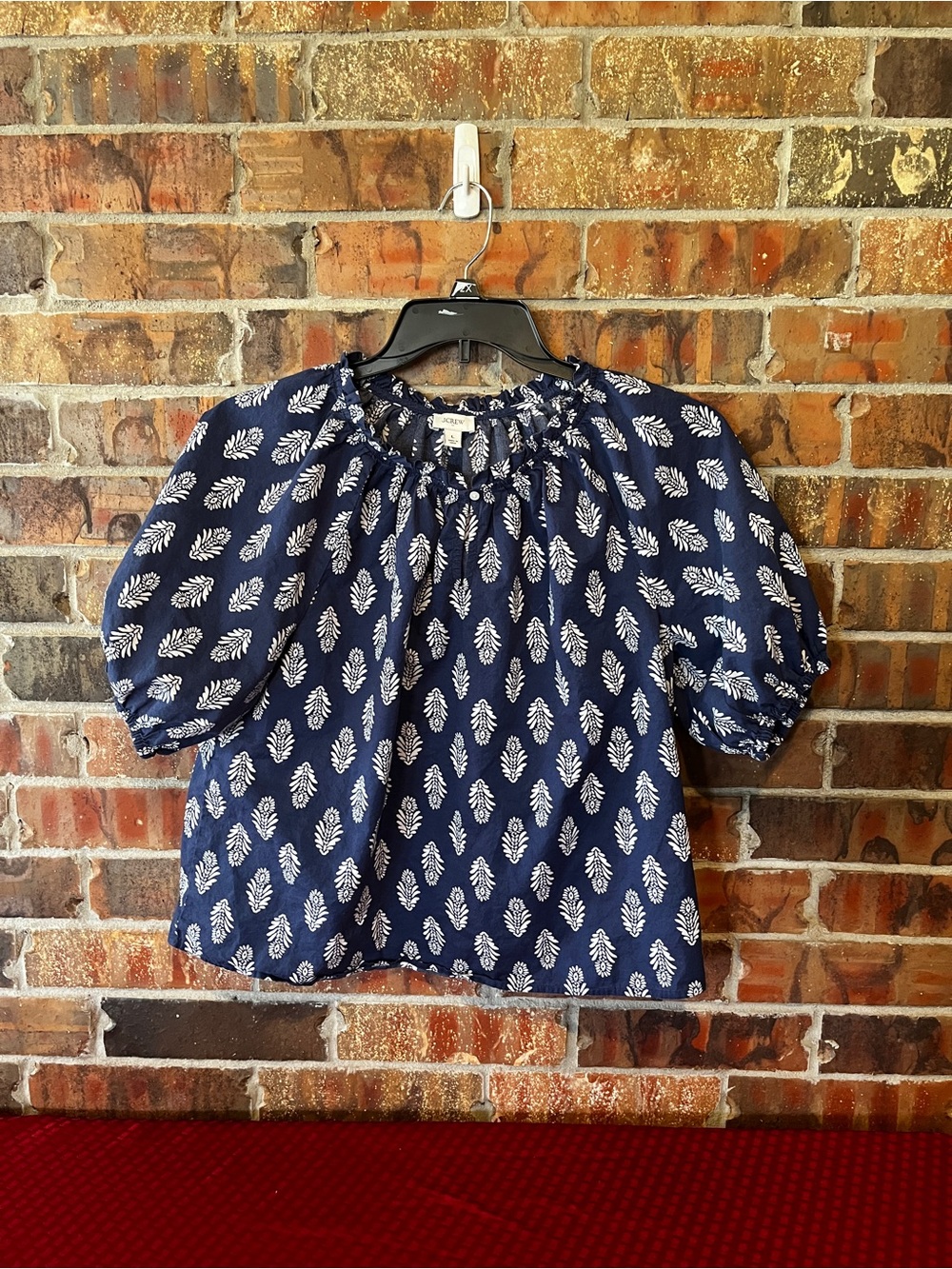 J. Crew Women’s Blue Floral Blouse Size:Large no material tag